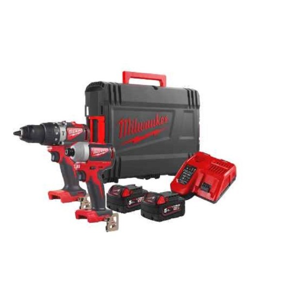 KIT 18V TRAPANO CON PERCUSSIONE + AVVITATORE AD IMPULSI ¼’’ HEX